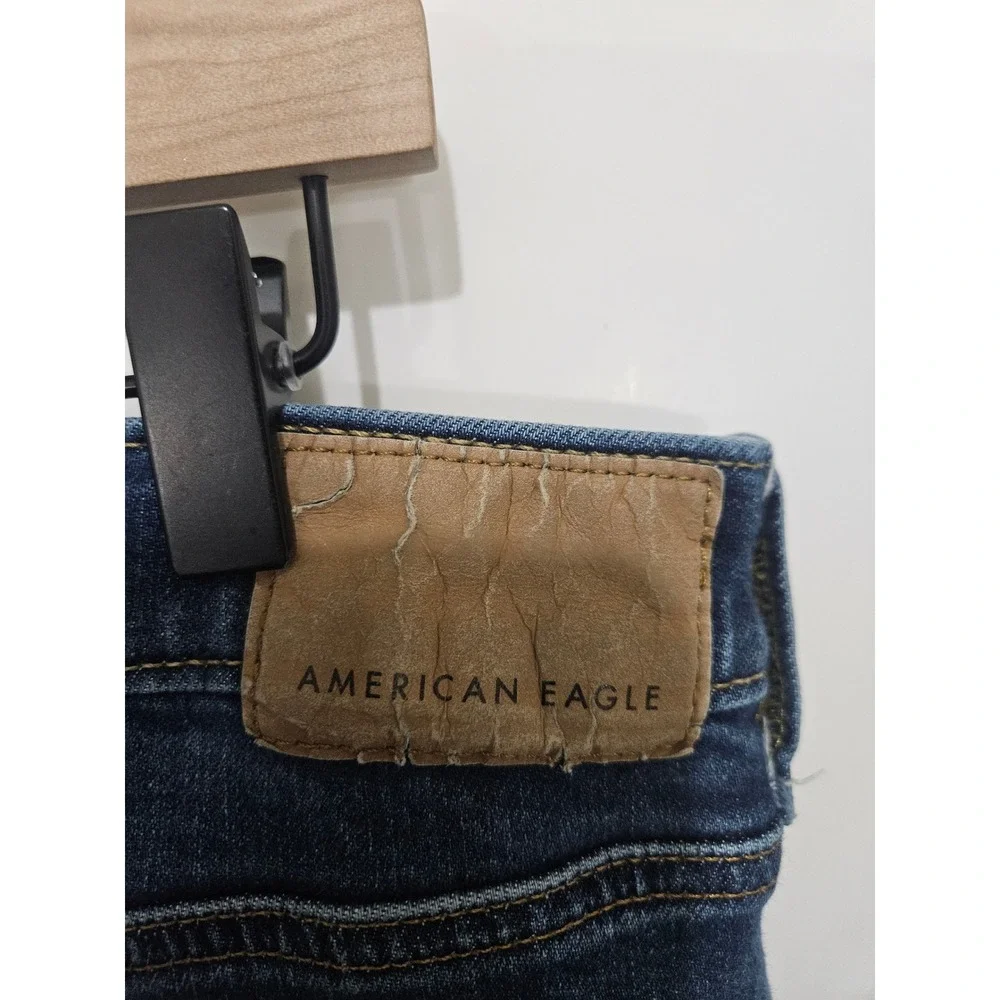 American Eagle Mens Athletic Straight Jeans Dark Wash Blue 38x32 Stretch Denim